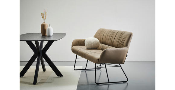 SITZBANK 201,5/87/67,5 cm Echtleder Schwarz, Taupe  - Taupe/Schwarz, Design, Leder/Metall (201,5/87/67,5cm) - Dieter Knoll