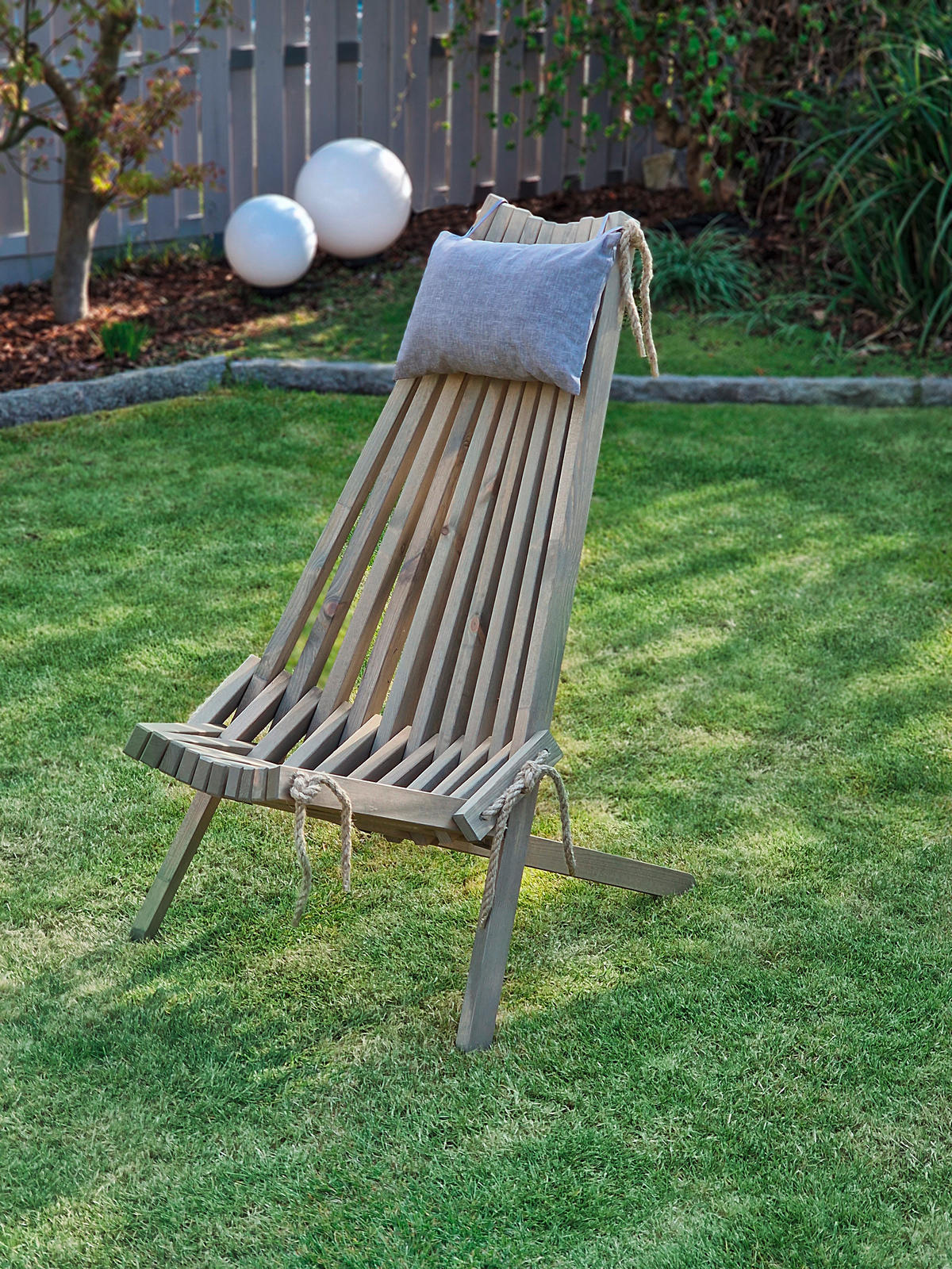 ZAHRADNÍ RELAXAČNÍ ŽIDLE, dřevo, textil - šedá, Moderní, dřevo/textil (69/104/93cm) - Gardenson