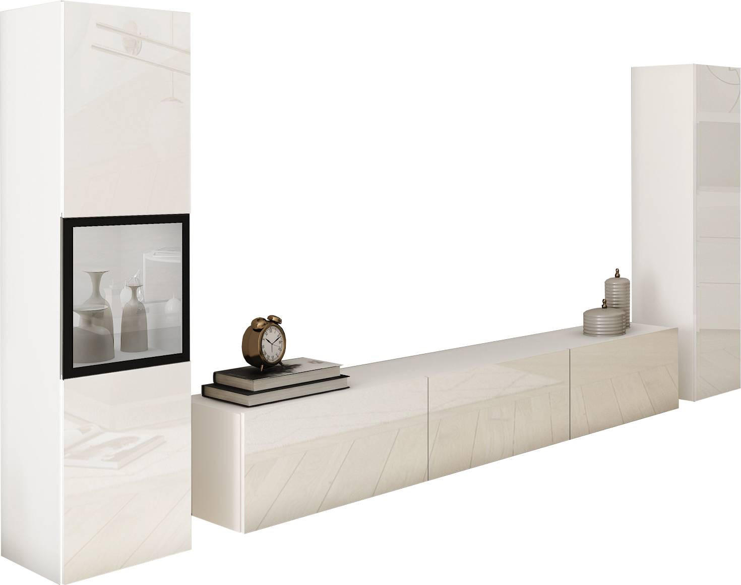 Ansamblu Mobilier Camera De Z, 3 piese, alb, alb lucios intens, 240/130/31 cm