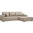 Ecksofa Webstoff Bettkasten, Nierenkissen, Rücken echt, Rückenkissen, Schlaffunktion, Zierkissen - Wengefarben/Beige, Design, Holz/Textil (313/203cm) - Carryhome
