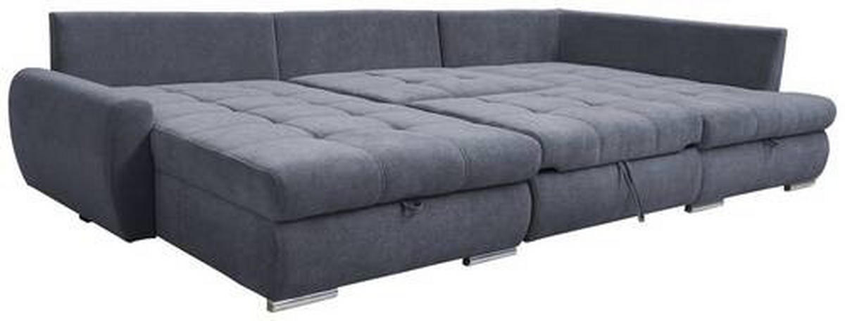ECKSOFA in Velours Grau  - Chromfarben/Grau, Design, Kunststoff/Textil (174/322/173cm) - Livetastic