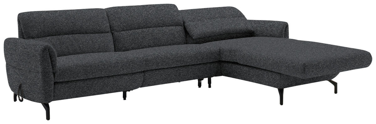 ECKSOFA Graphitfarben Chenille  - Schwarz/Graphitfarben, Design, Textil/Metall (299/187cm) - Schöner Wohnen