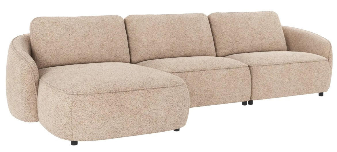 SOFFA i beige  - beige/svart, Klassisk, metall/trä (319/80/162cm) - Rowico