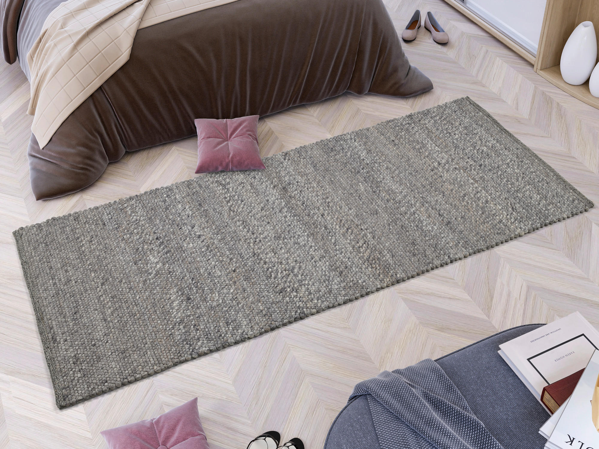 LÄUFER 80/250 cm Helsinki Grau - Grau, Basics, Textil (80/250cm) - Linea Natura