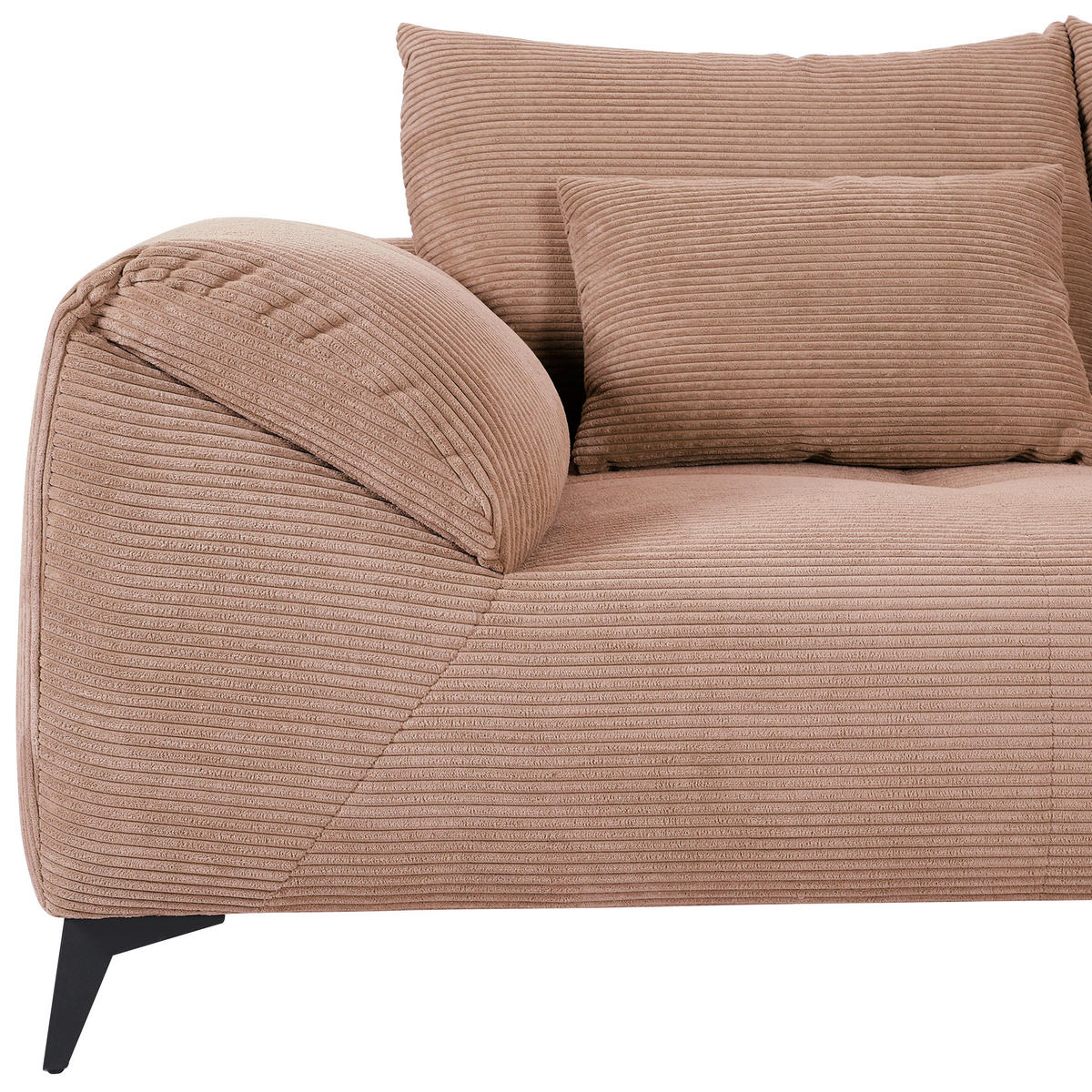 ECKSOFA in Cord Altrosa  - Schwarz/Altrosa, Konventionell, Textil/Metall (311/176cm) - Carryhome