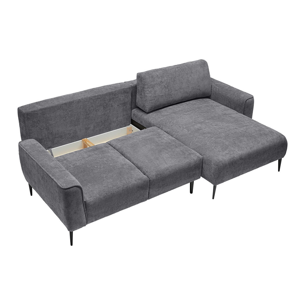 ECKSOFA in Webstoff Anthrazit  - Anthrazit/Schwarz, Modern, Textil/Metall (255/164cm) - MID.YOU