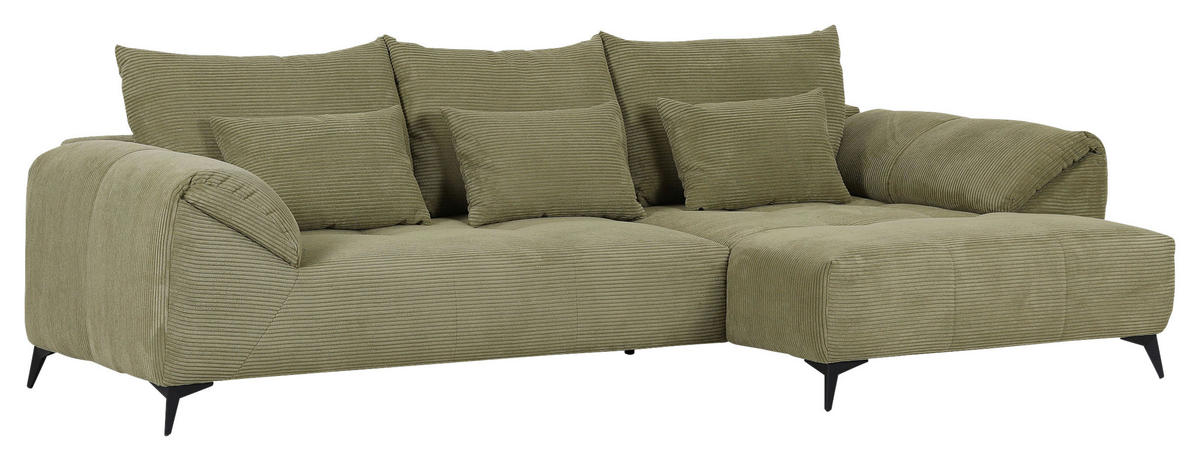 ECKSOFA in Cord Hellgrün  - Schwarz/Hellgrün, Konventionell, Textil/Metall (311/176cm) - Carryhome