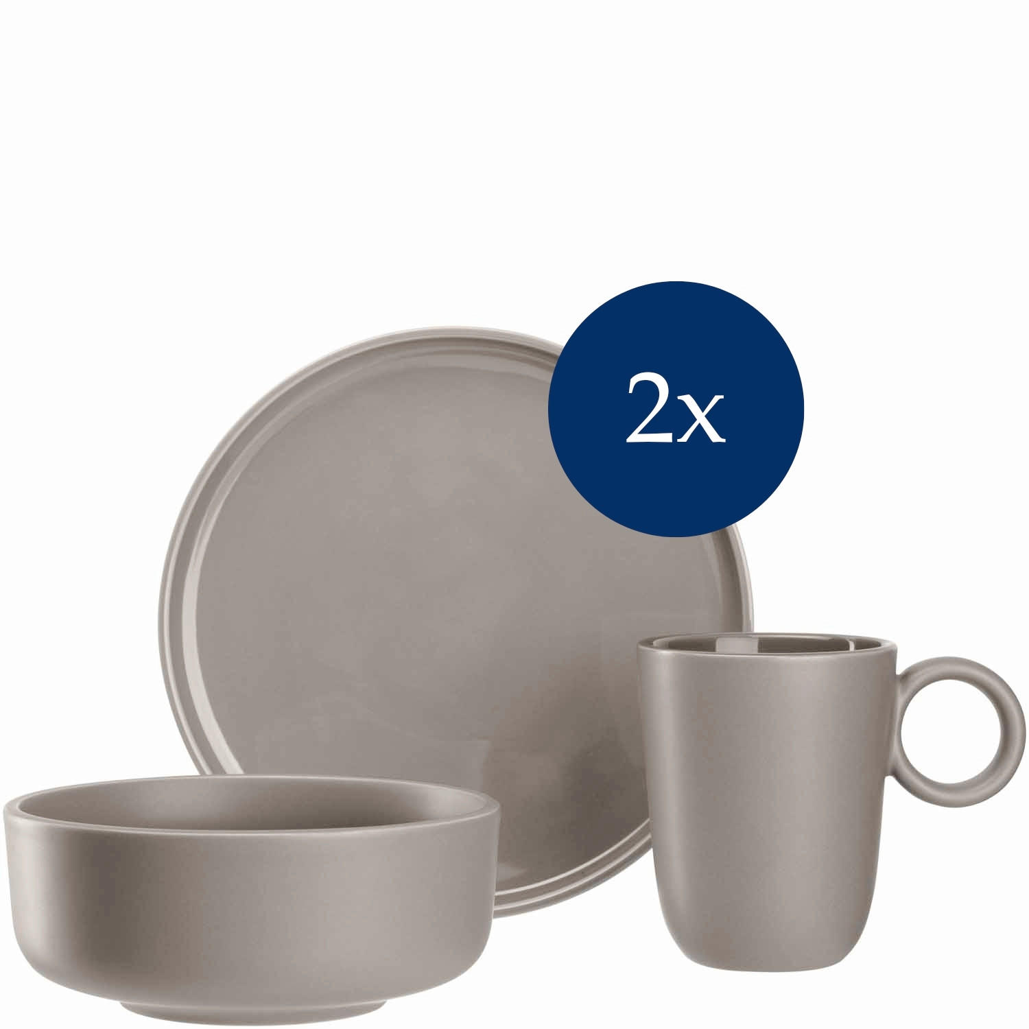 KOMBISERVICE 6-teilig 2 Personen Taupe ROMA  - Taupe, KONVENTIONELL, Keramik (25,00/26,00/22,50cm) - Leonardo
