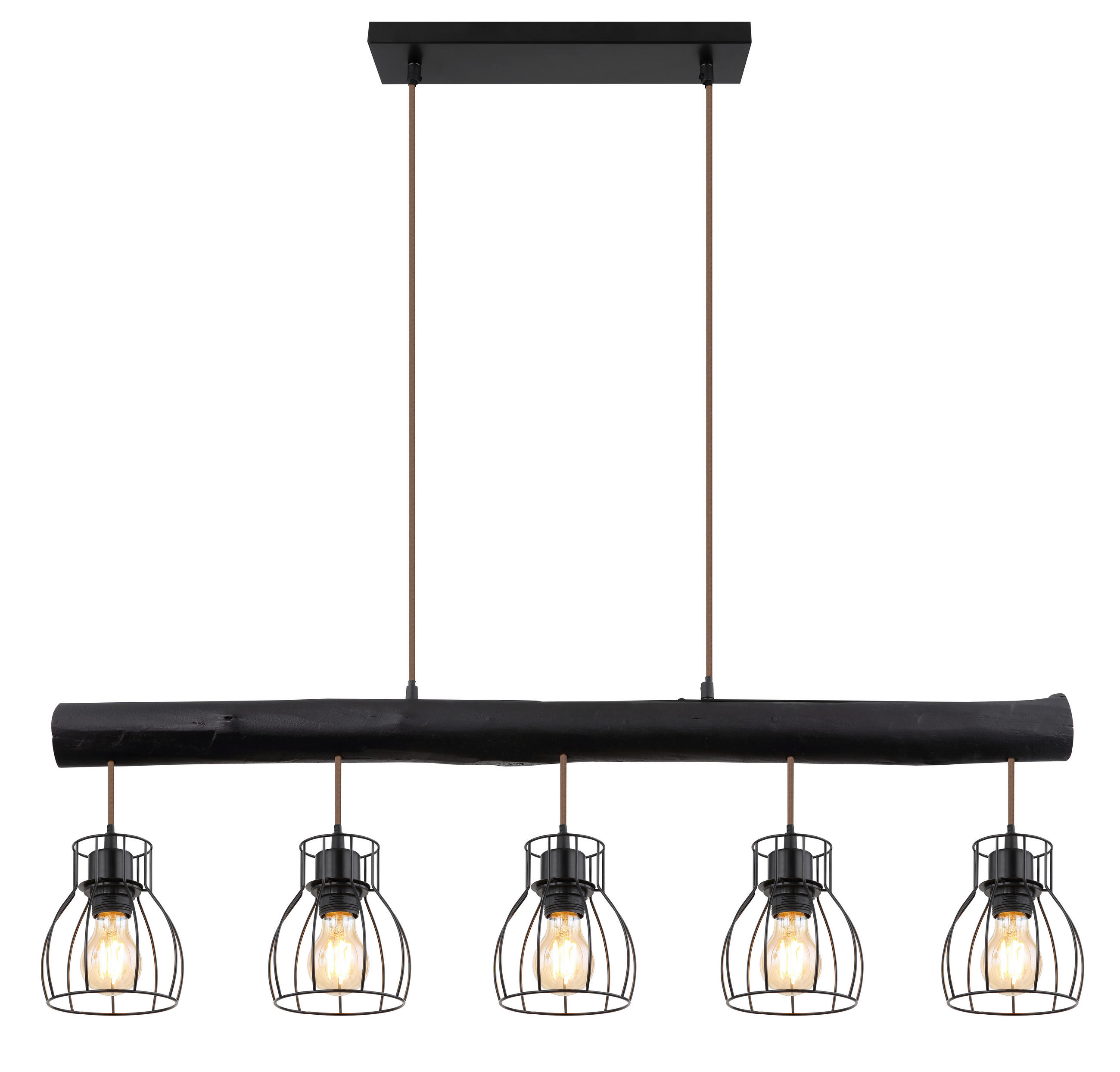 HÄNGELEUCHTE 104/13,6/140 cm  - Schwarz, LIFESTYLE, Holz/Metall (104/13,6/140cm) - Globo