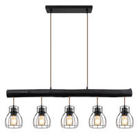 HÄNGELEUCHTE 104/13,6/140 cm  - Schwarz, LIFESTYLE, Holz/Metall (104/13,6/140cm) - Globo