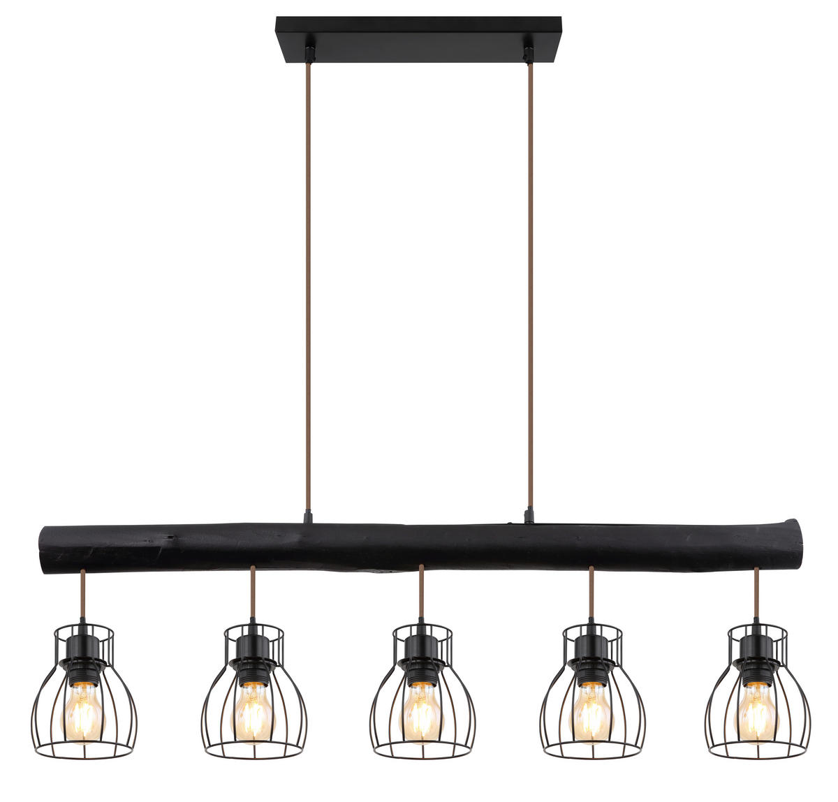 HÄNGELEUCHTE 104/13,6/140 cm  - Schwarz, LIFESTYLE, Holz/Metall (104/13,6/140cm) - Globo