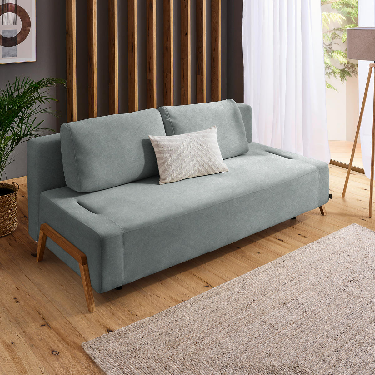 SCHLAFSOFA in Holz, Textil Grau  - Naturfarben/Grau, Design, Holz/Textil (211/88/102cm) - Niels Andersson