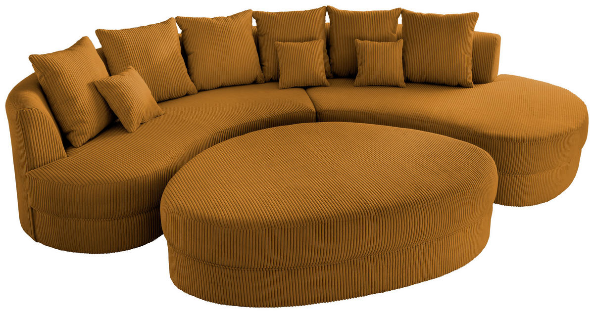 WOHNLANDSCHAFT Goldfarben Cord  - Goldfarben/Schwarz, Design, Kunststoff/Textil (300/160cm) - Livetastic