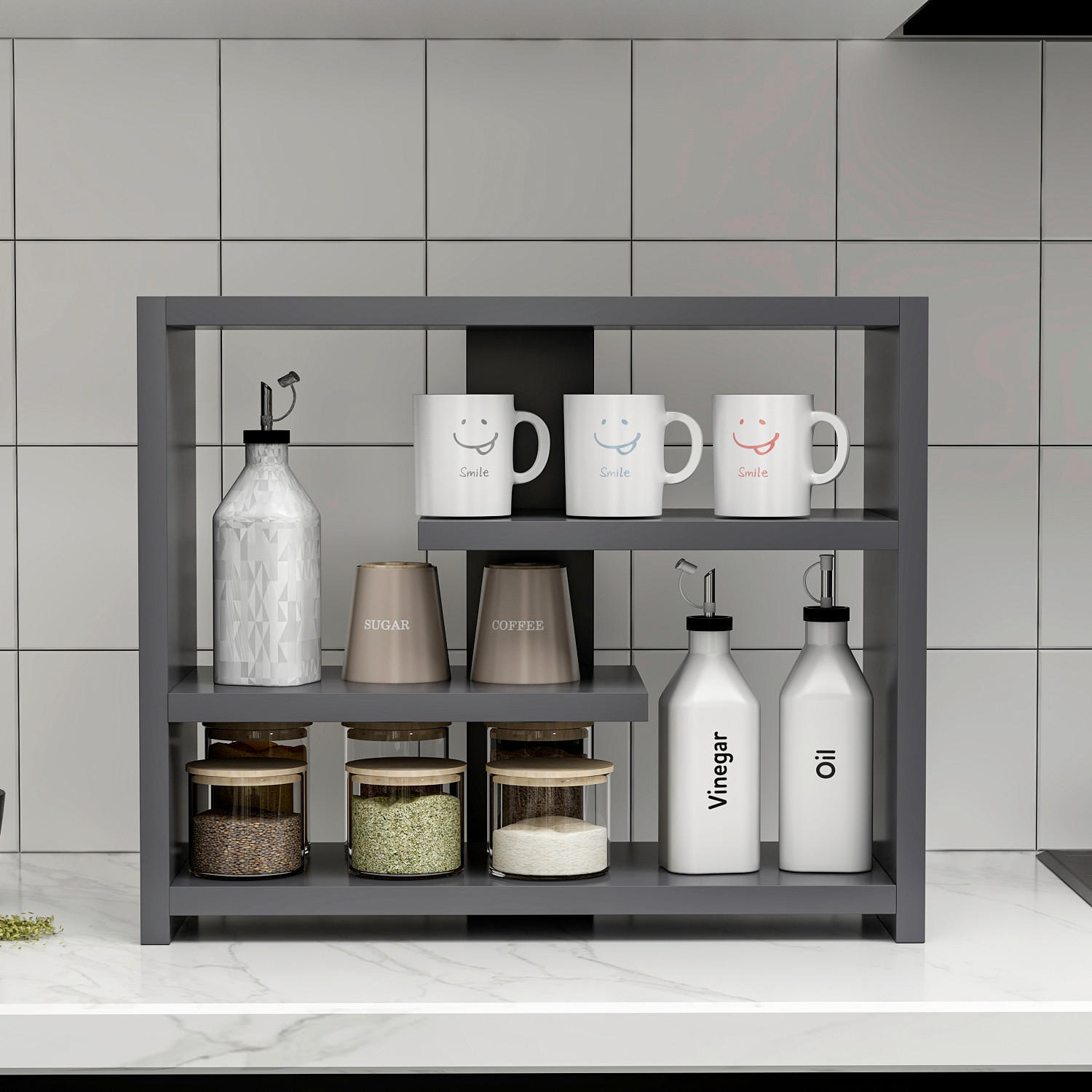 WANDREGAL Anthrazit  - Anthrazit, Design, Holzwerkstoff (49/40/21cm) - Livetastic