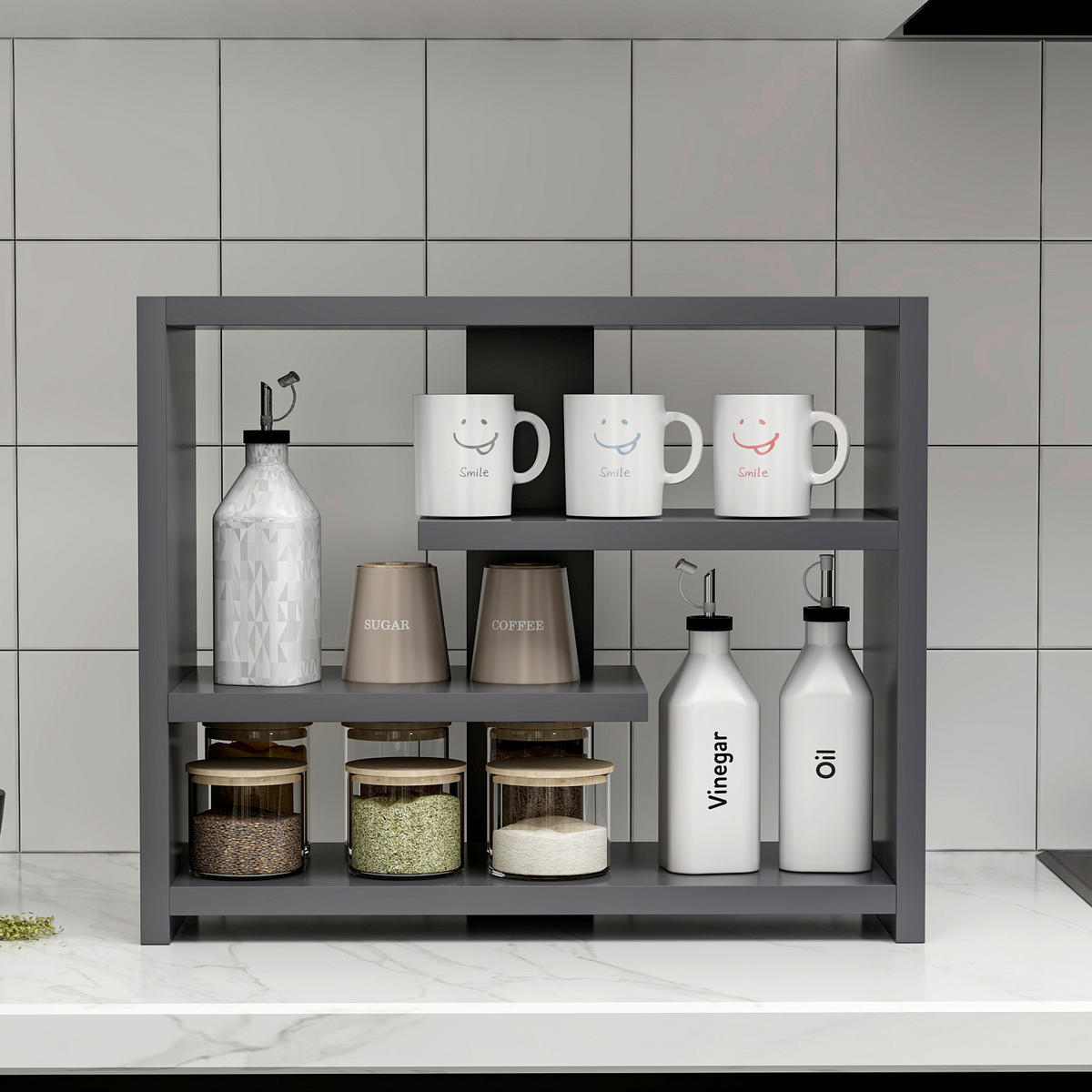 WANDREGAL Anthrazit  - Anthrazit, Design, Holzwerkstoff (49/40/21cm) - Livetastic