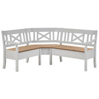 ECKBANK 170/147 cm Weiß, Laugenfarbig Kiefer massiv   - Laugenfarbig/Weiß, ROMANTIK / LANDHAUS, Holz (170/147cm) - Boxxx