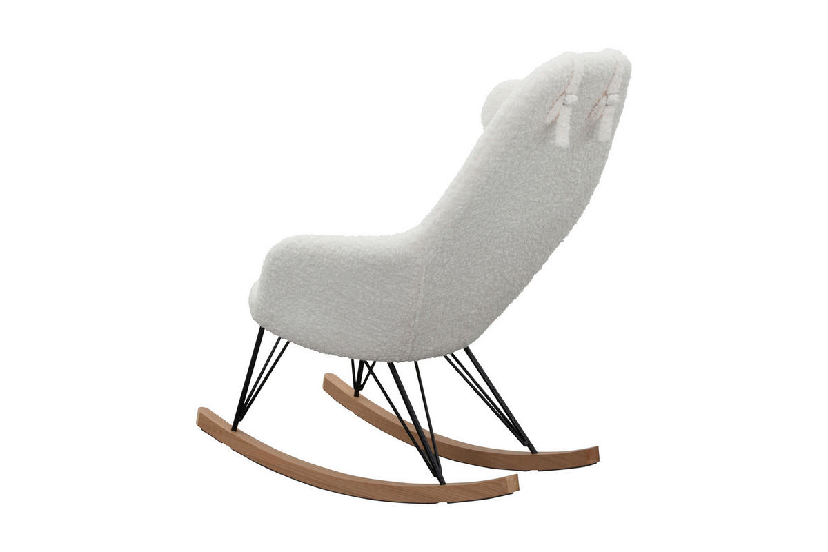 SCHAUKELSTUHL in Teddystoff Weiß  - Eichefarben/Schwarz, MODERN, Holz/Textil (67/107/105cm) - Livetastic