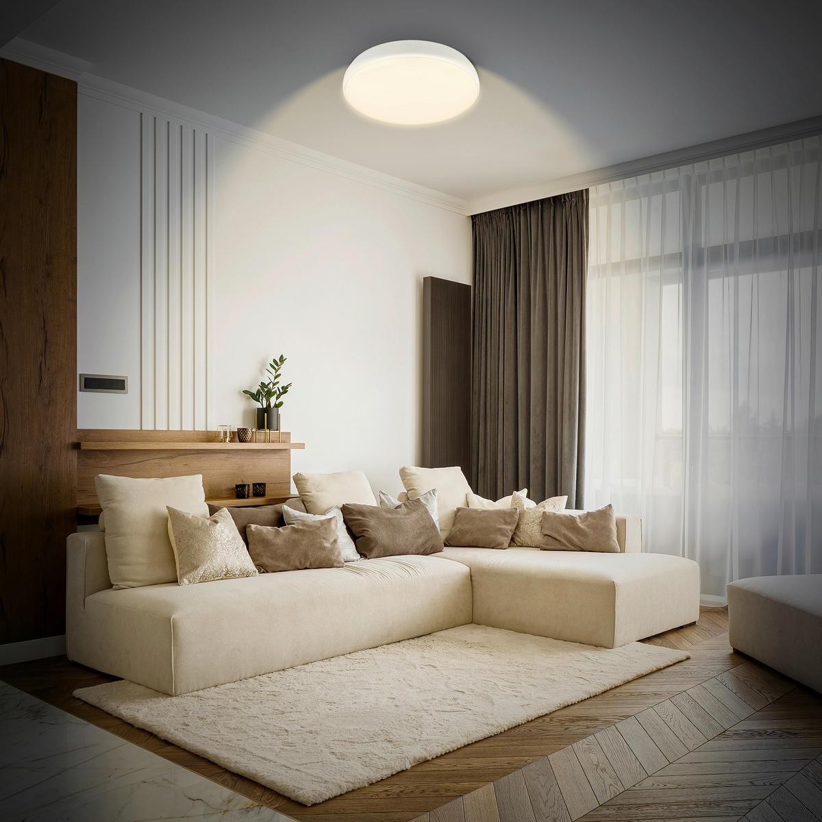 STROPNÉ LED SVIETIDLO, 35/8,5 cm  - biela, Basics, kov/plast (35/8,5cm)