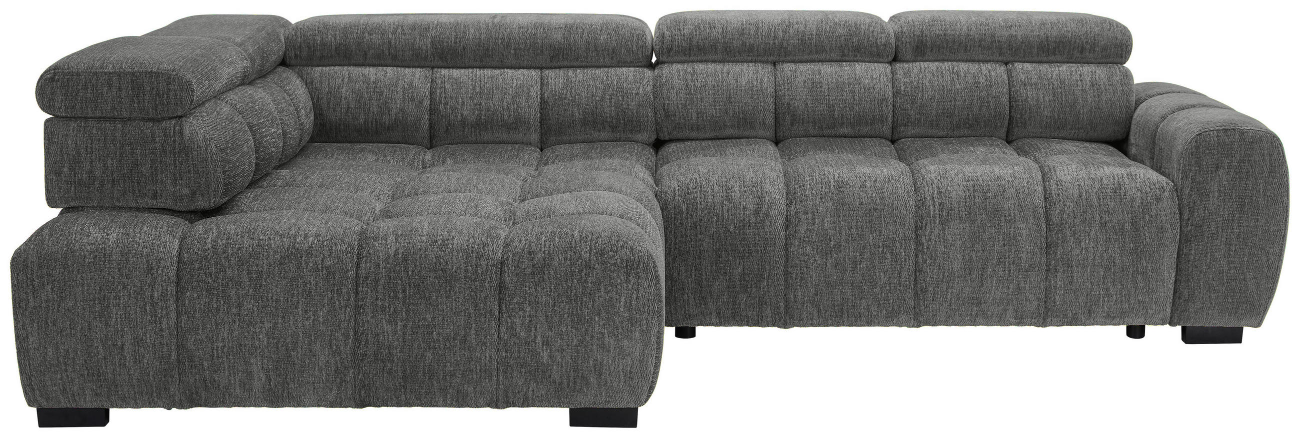 ECKSOFA inkl. Funktionen Ottomane links  Grau Webstoff  - Schwarz/Grau, MODERN, Kunststoff/Textil (205/297cm) - Welnova