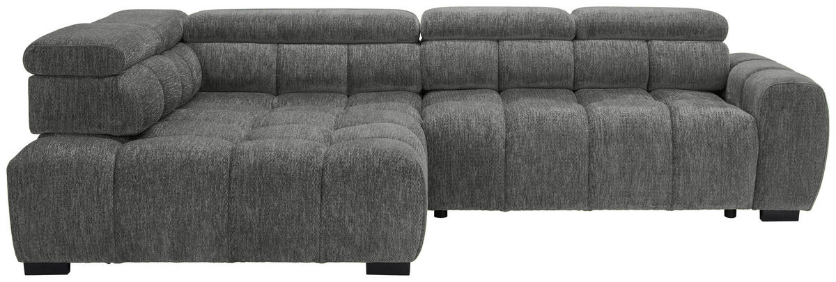 ECKSOFA inkl. Funktionen Ottomane links  Grau Webstoff  - Schwarz/Grau, MODERN, Kunststoff/Textil (205/297cm) - Welnova
