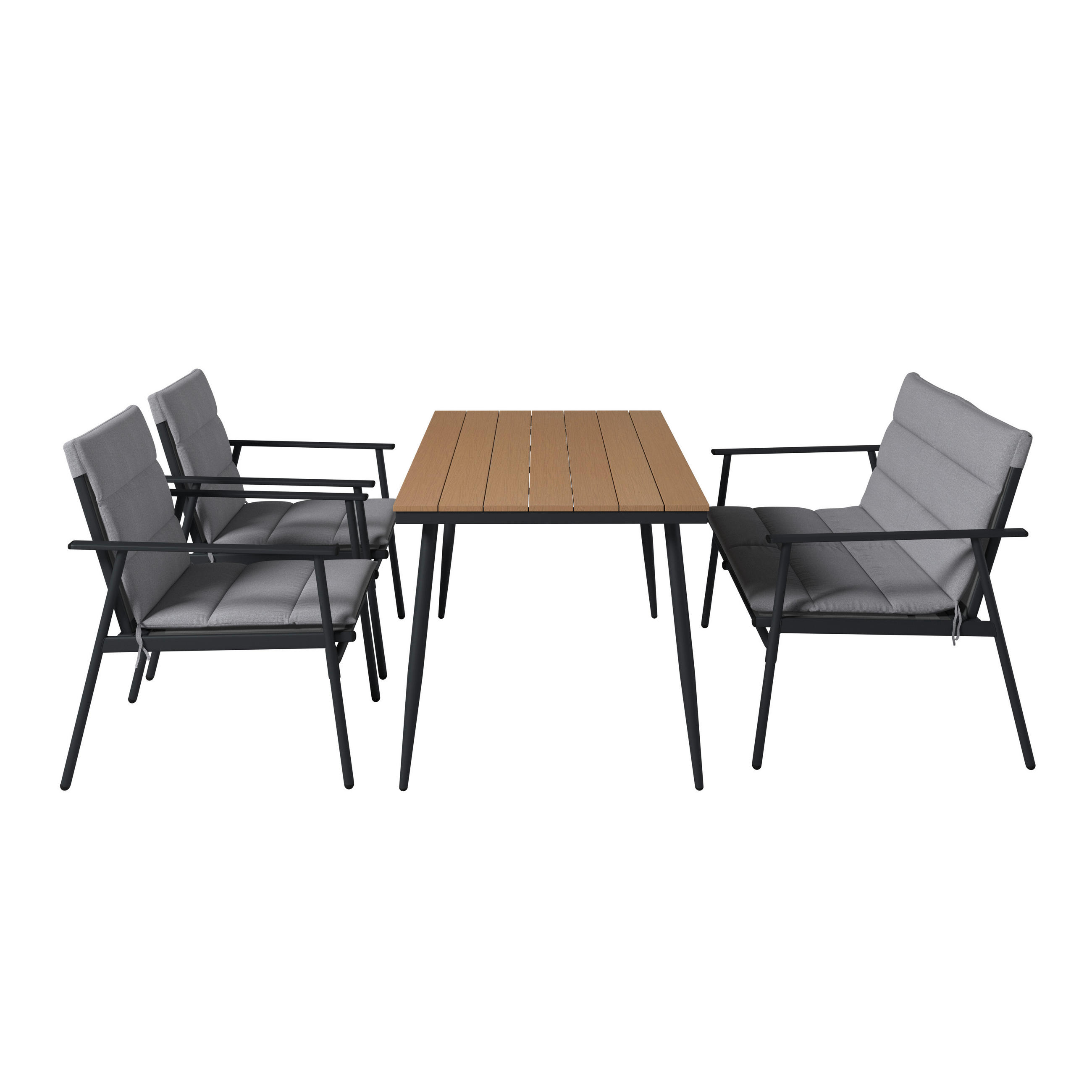 GARTENSET  7-teilig  - Dunkelgrau/Naturfarben, Lifestyle, Kunststoff/Textil (63,5/82/70cm) - Ambia Garden