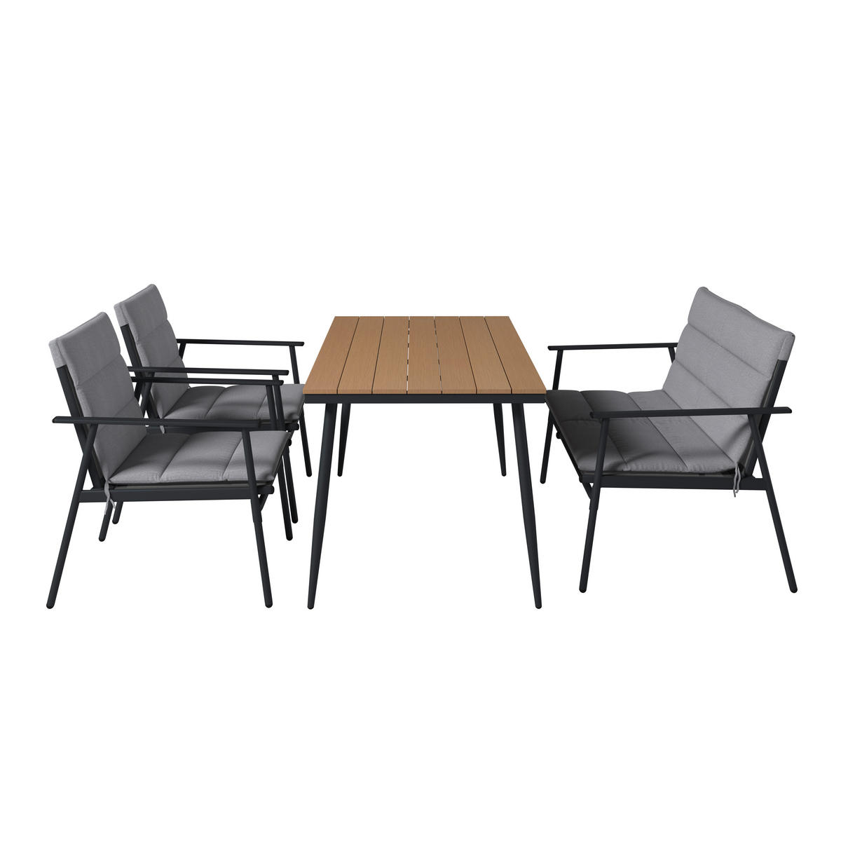 GARTENSET 7-teilig  - Dunkelgrau/Naturfarben, LIFESTYLE, Kunststoff/Textil (63,5/82/70cm) - Ambia Garden