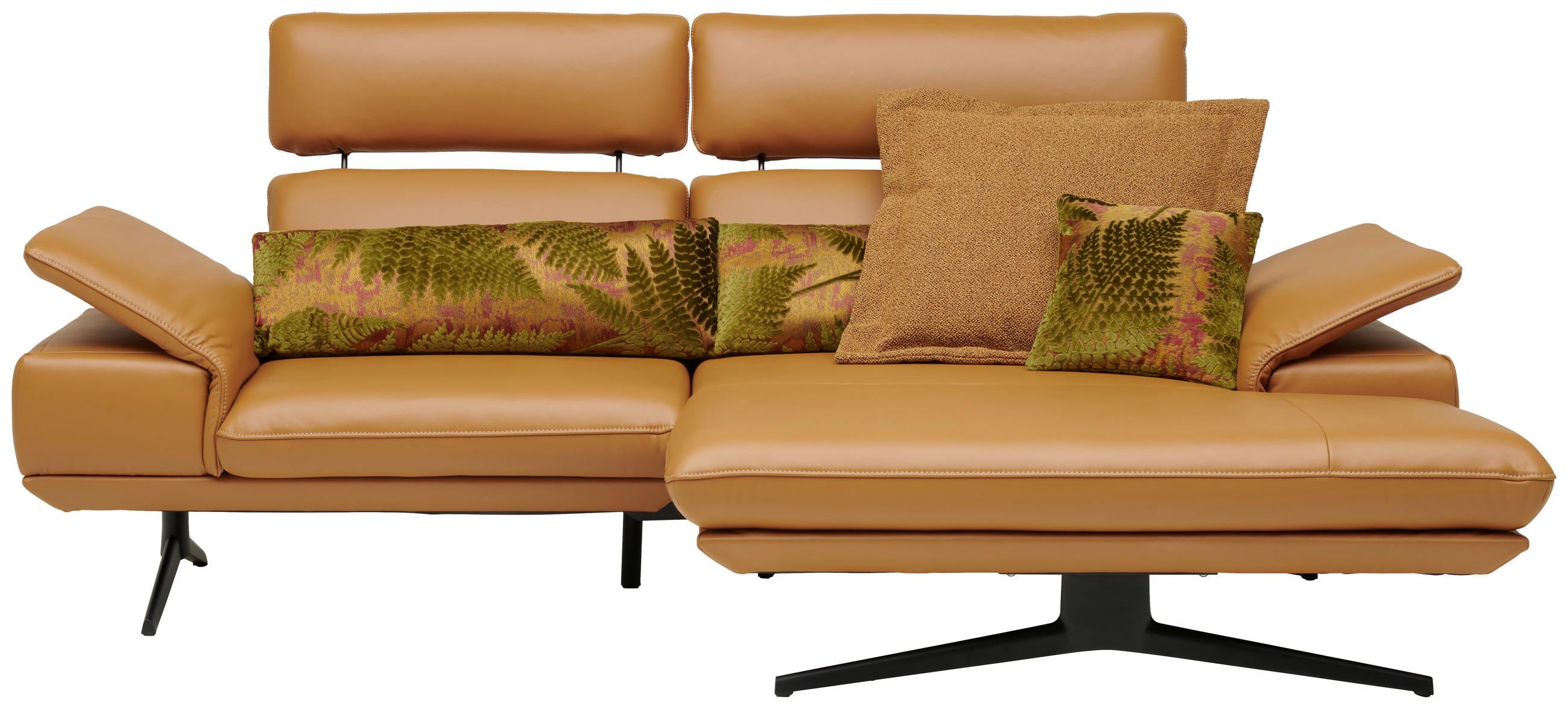 ECKSOFA in Echtleder Bernsteinfarben  - Beige/Bernsteinfarben, Design, Leder/Metall (239/152cm) - Koinor