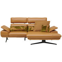ECKSOFA in Echtleder Bernsteinfarben  - Beige/Bernsteinfarben, Design, Leder/Metall (239/152cm) - Koinor