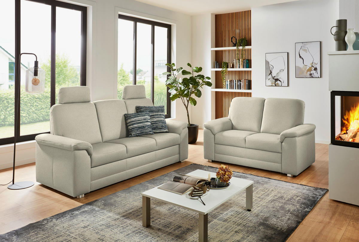 3-SITZER-SOFA Chenille Silberfarben  - Silberfarben/Alufarben, Konventionell, Textil/Metall (208/96/89cm) - Beldomo Comfort