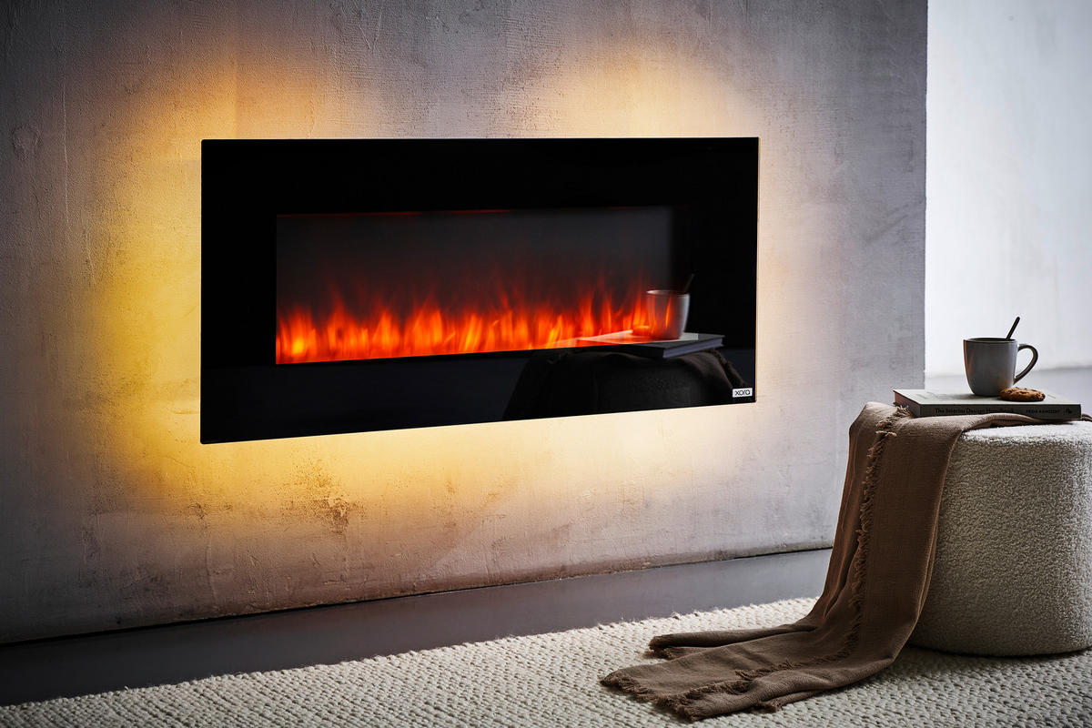 KAMIN ELEKTRIČNI - crna, Design, staklo/metal (107/50,8/12cm) - Xora