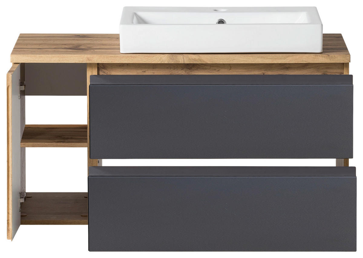 WASCHTISCHKOMBI 105 cm  - Eiche Wotan/Weiß, MODERN, Keramik/Holzwerkstoff (105cm) - Held
