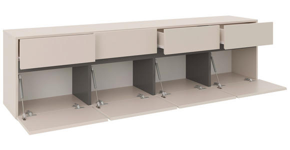 LOWBOARD  in 200/52,8/40 cm  - Kaschmir/Schwarz, Design, Holzwerkstoff (200/52,8/40cm) - Xora