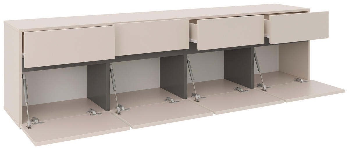 LOWBOARD  in 200/52,8/40 cm  - Kaschmir/Schwarz, Design, Holzwerkstoff (200/52,8/40cm) - Xora