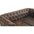 CHESTERFIELD-SOFA Lederlook, Mikrofaser Braun, Schwarz  - Schwarz/Braun, Trend, Holz/Textil (165/73/87cm) - Xora