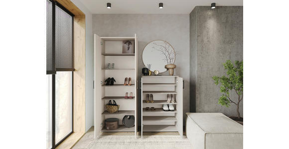 SCHUHSCHRANK 70/106/33,4 cm - Kaschmir/Schwarz, KONVENTIONELL, Holzwerkstoff/Kunststoff (70/106/33,4cm) - Xora