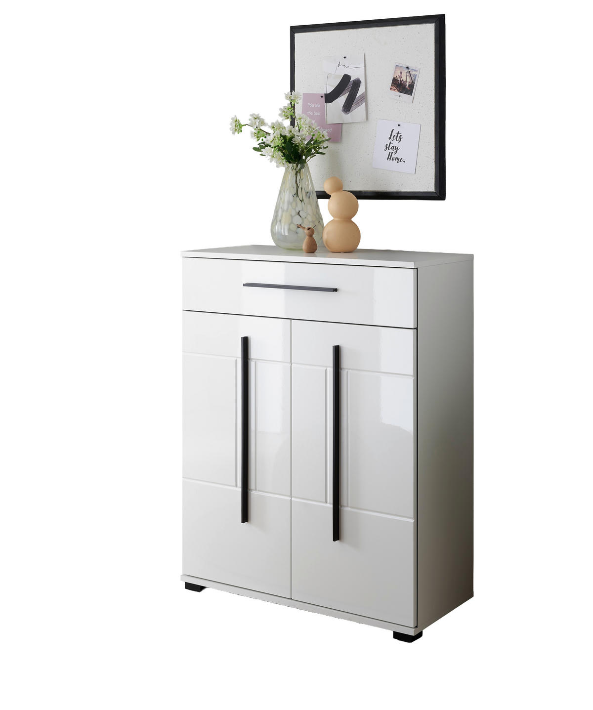 SCHUHSCHRANK  in 80/103/39 cm  - Weiß Hochglanz/Schwarz, MODERN, Holzwerkstoff/Kunststoff (80/103/39cm) - MID.YOU