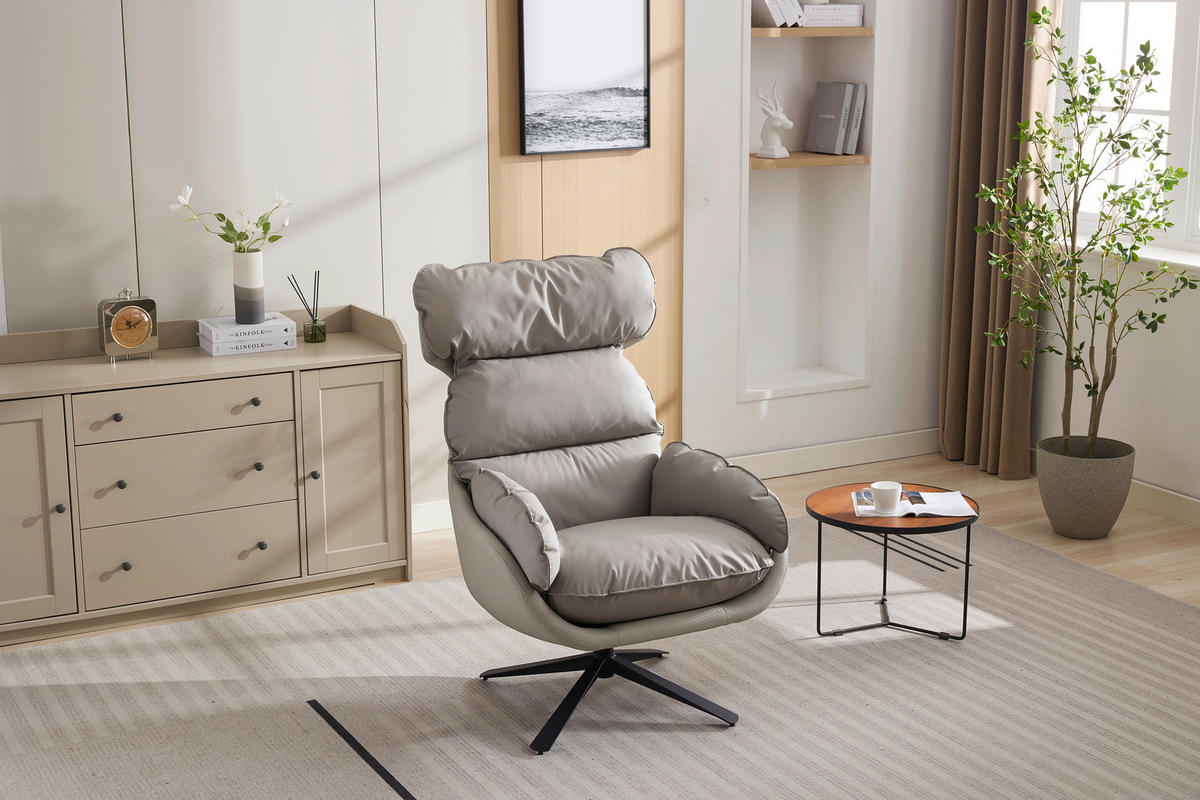 RELAXSESSEL Lederlook    - Taupe, MODERN, Textil (81/109/95cm) - MID.YOU