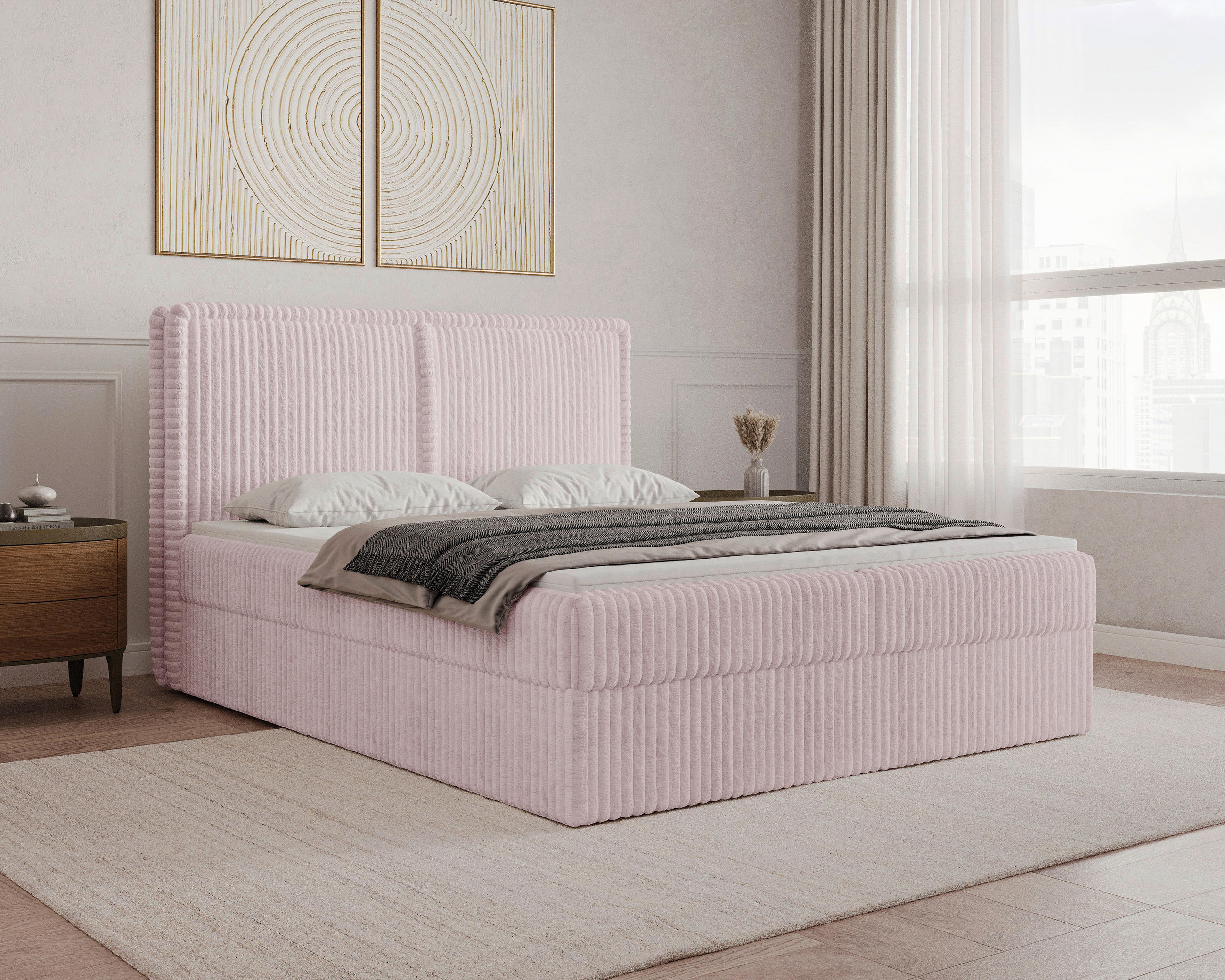 BOXBETT 180/200 cm,  in Pink, Bettkasten, Topper, H2 + H3 = mittel + fest  - Pink/Schwarz, MODERN, Holz/Kunststoff (180/200cm) - Livetastic