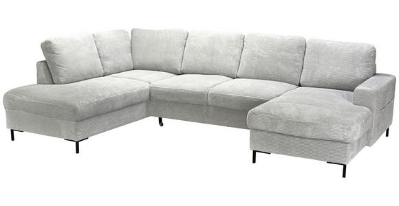 WOHNLANDSCHAFT Naturfarben Cord  - Schwarz/Naturfarben, KONVENTIONELL, Textil/Metall (197/303/148cm) - Carryhome