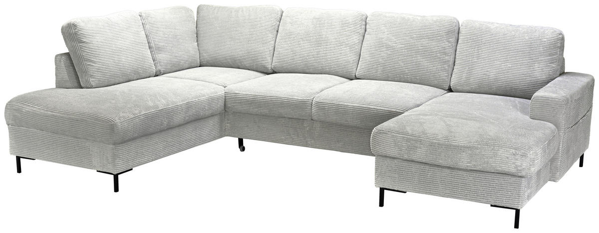 WOHNLANDSCHAFT Naturfarben Cord  - Schwarz/Naturfarben, KONVENTIONELL, Textil/Metall (197/303/148cm) - Carryhome
