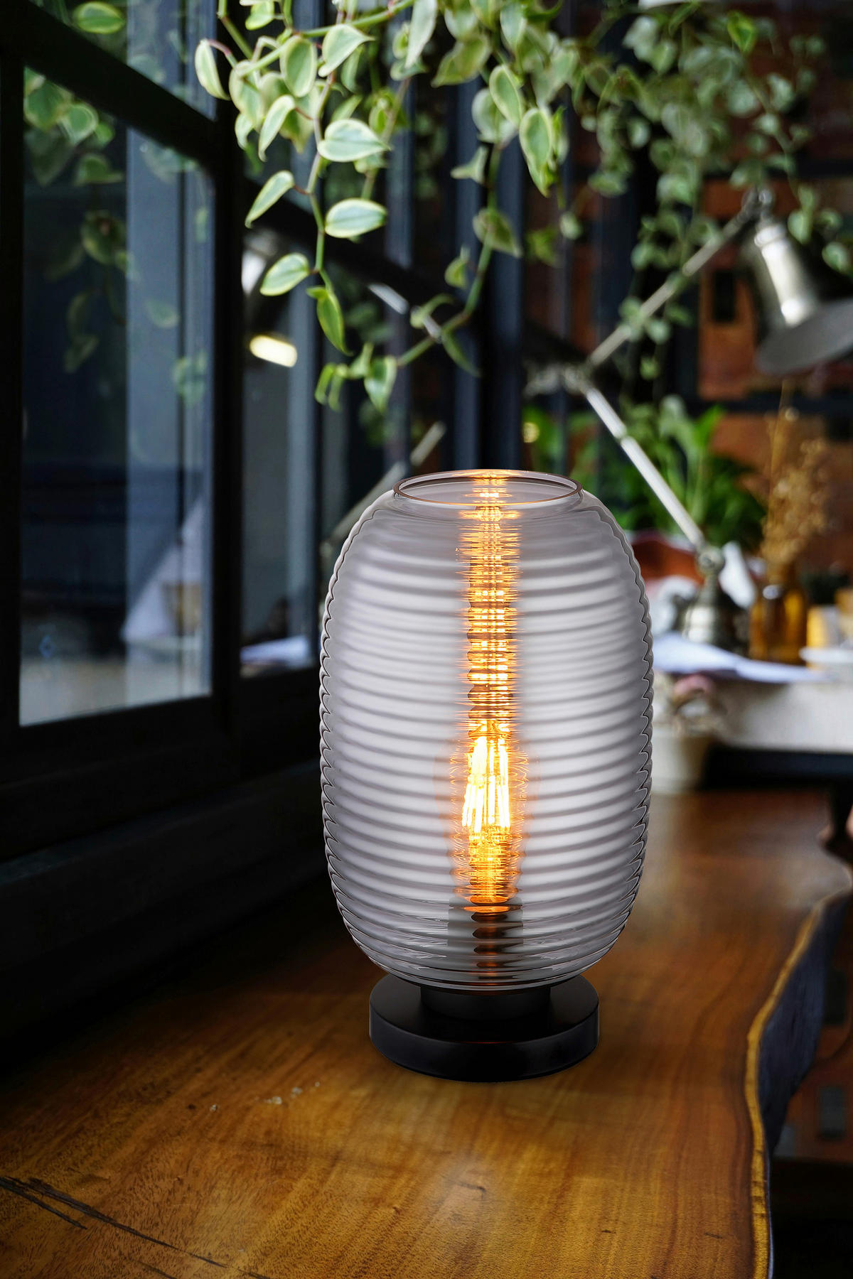 BORDSLAMPA JEFREY 20/34,5 cm   - grå/svart, Basics, metall/glas (20/34,5cm) - Globo