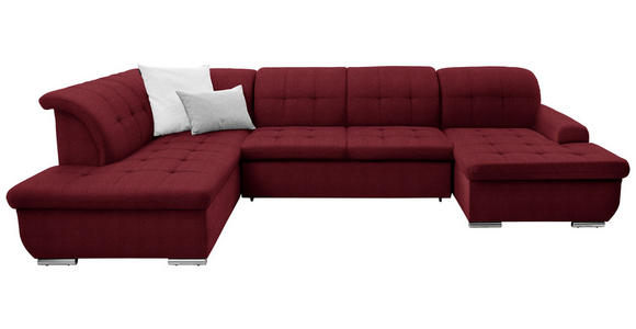 WOHNLANDSCHAFT in Flachgewebe Bordeaux - Bordeaux/Silberfarben, Design, Textil/Metall (208/342/145cm) - Cantus
