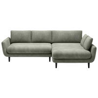 ECKSOFA in Velours Olivgrün  - Schwarz/Olivgrün, Design, Holz/Textil (260/167cm) - Welnova