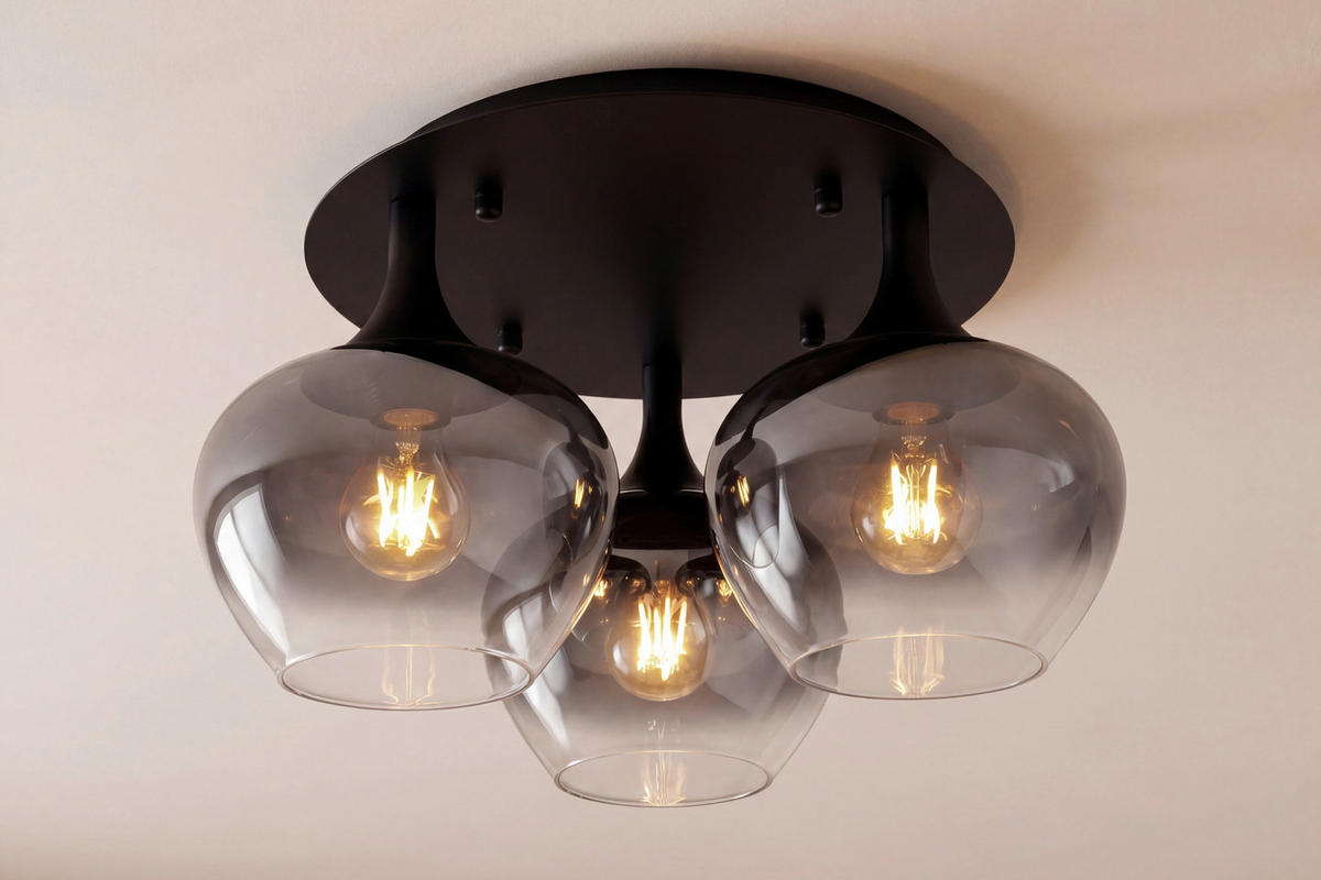 DECKENLEUCHTE 45/25,5 cm   - Schwarz, Design, Glas/Metall (45/25,5cm) - Globo