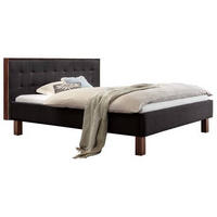 POLSTERBETT gepolstertes Kopfteil 180/200 cm  in Anthrazit, Nussbaumfarben  - Anthrazit/Nussbaumfarben, KONVENTIONELL, Holz/Textil (180/200cm) - Hasena