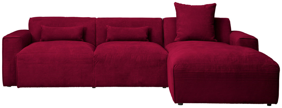 ECKSOFA Rot Cord  - Rot/Schwarz, Design, Kunststoff/Textil (303/196cm) - Livetastic