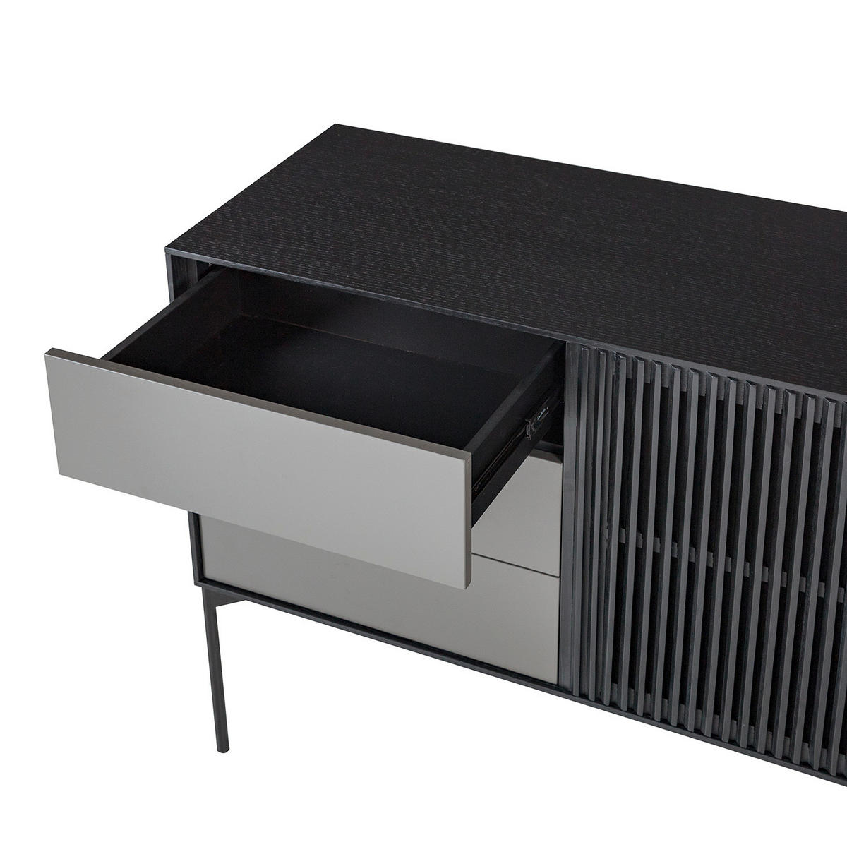 SIDEBOARD antracit, svart  160/82/45 cm  - svart/antracit, Design, metall/trämaterial (160/82/45cm) - home24