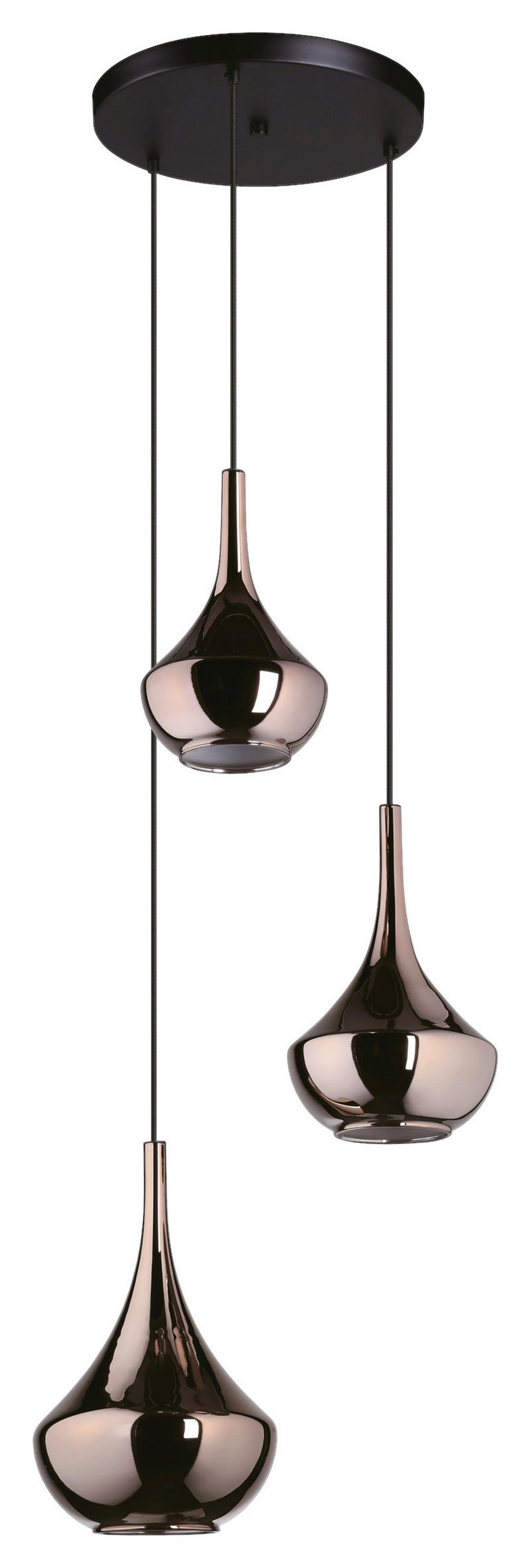 HÄNGELEUCHTE ALMOSTER 55/150 cm   - Schwarz/Bronzefarben, Design, Glas/Metall (55/150cm) - Eglo