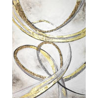 ÖLGEMÄLDE Abstraktes, Strukturen 88/118 cm  - Goldfarben/Grauweiß, LIFESTYLE, Holzwerkstoff/Textil (88/118cm) - Monee