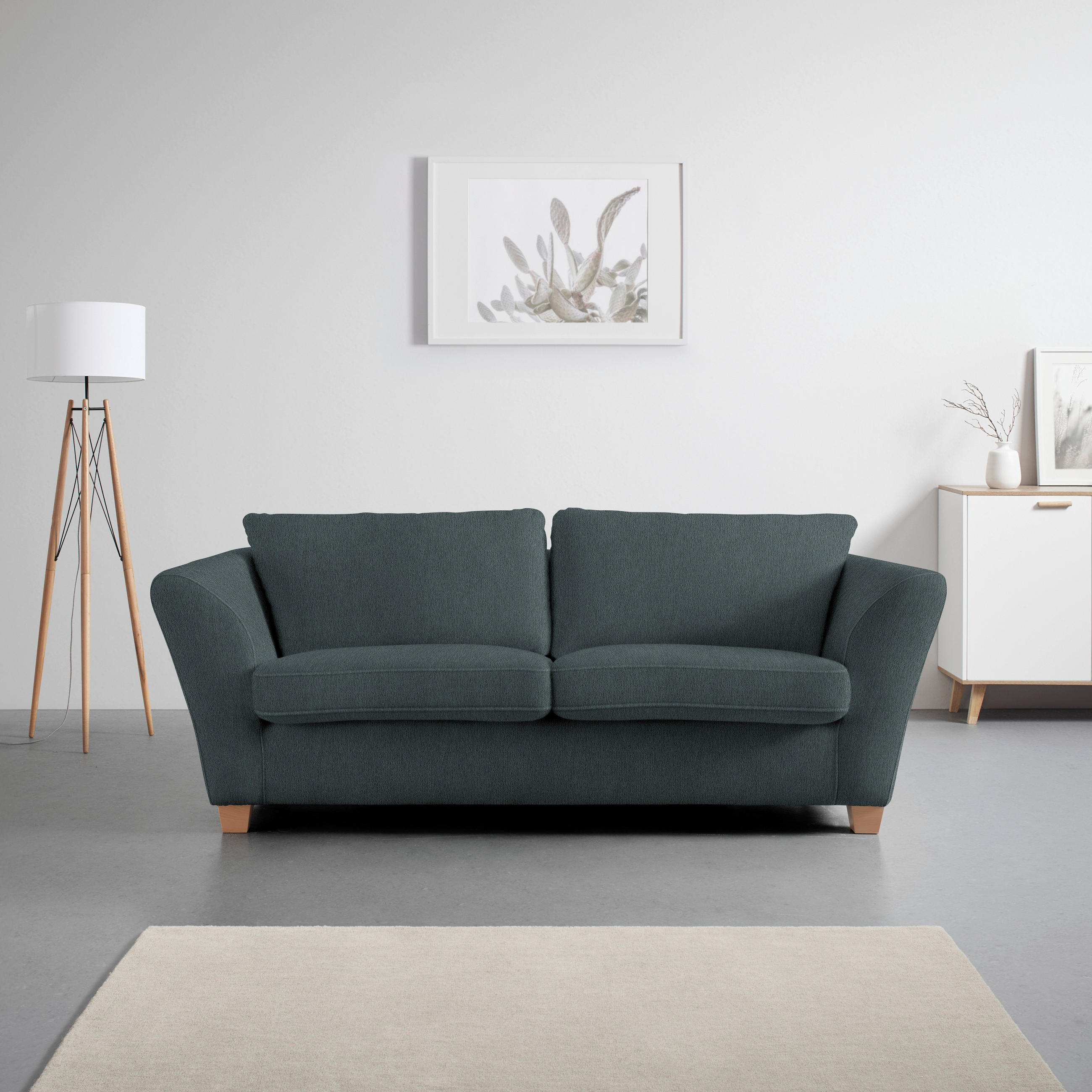 3-SITS SOFFA i chenille mörkgrå  - mörkgrå/naturfärgad, trä/textil (216/70-85/95cm) - MID.YOU